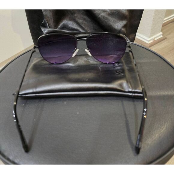 Quay Australia High Key Metal Frame XLarge Aviator Sunglasses- Black/Purple